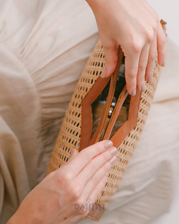 Dajinn Rattan Weave Tan Sling/ Tote