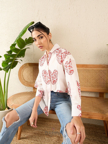 Dajinn Printed Asymmetrical Cotton Shirt