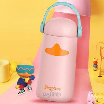 DaJinn International Kids Water Bottle, Non-Toxic Leak Proof Thermoses Stainless Steel BPA Free Insulated Water Flask- 270 ml (Music Duck | Yellow)