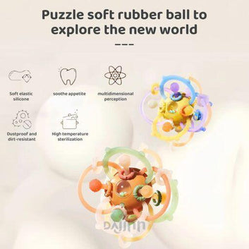 DaJinn Soft Silicone Baby Teether, Teething Rattles Toy for Babies, Chew Toys for 0-12 Months Babies – Orange