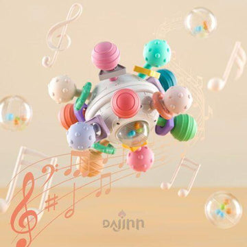 DaJinn Soft Teeth Rattle Ball Toys – Classic Rattle and Teether Grasping Activity Toy for Infants & Toddlers Early Education (Multicolor Ball)