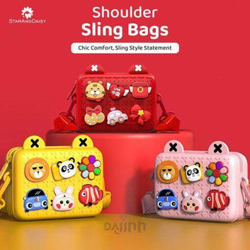 DaJinn Kids Shoulder Bags, Adjustable, Waterproof & Fashionable Sling Shoulder Bags for Children – Pink
