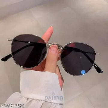 Dajinn Unisex Silver Metal Oval Sunglasses