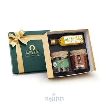  iorganic Rejuvenate Gift Box / Assortment of 3 Products / Cold-Pressed Oil, Trail Mix & Organic Tea, diwali gifting, festive gifting, wedding gifting, corporate gifting